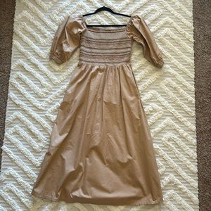 Beautiful fit, smocked bust dress with pockets